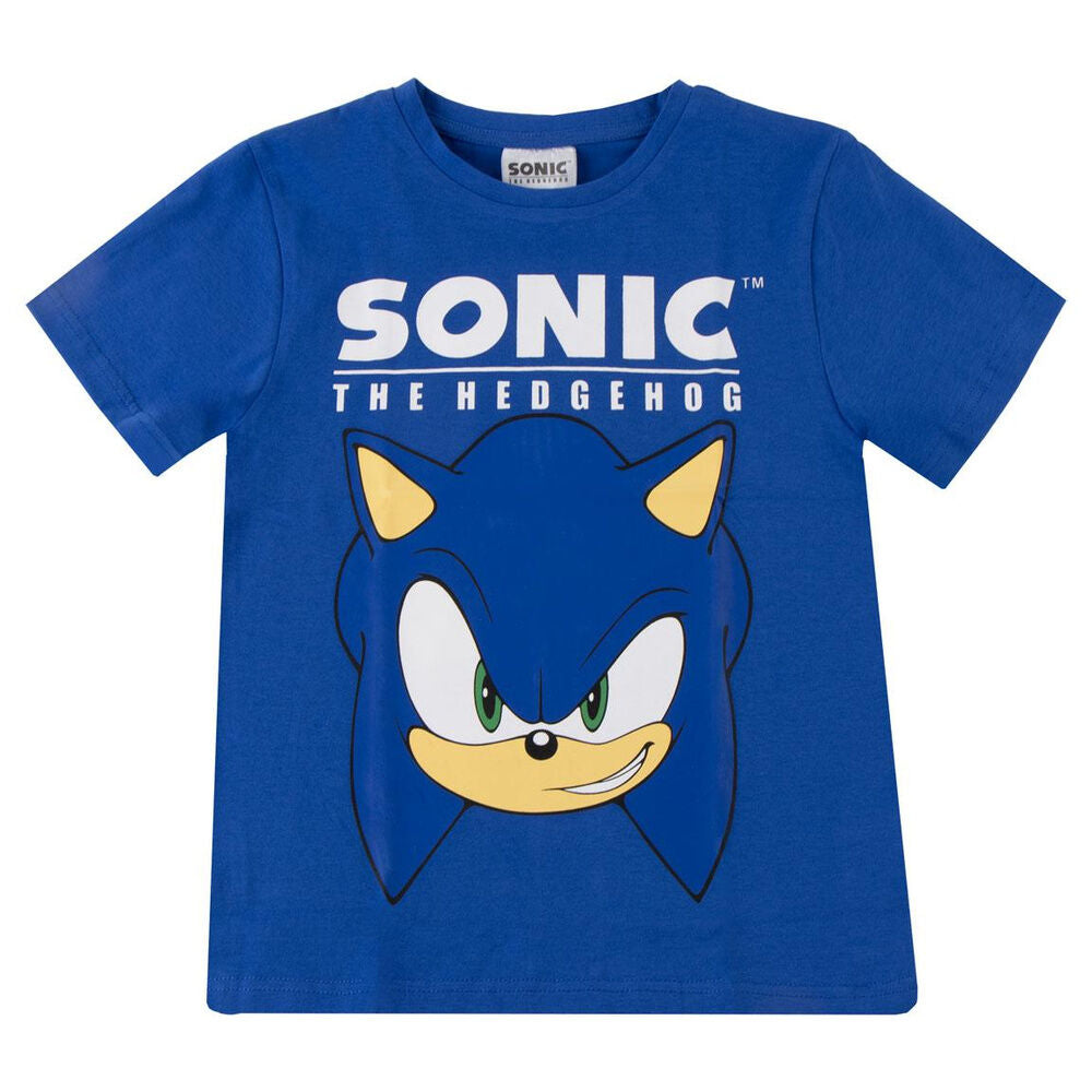 Camiseta infantil azul de Sonic the Hedgehog con estampado frontal