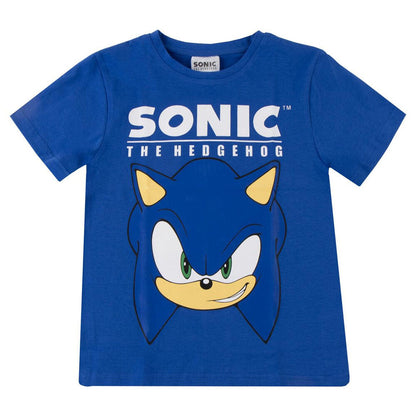 Camiseta infantil azul de Sonic the Hedgehog con estampado frontal