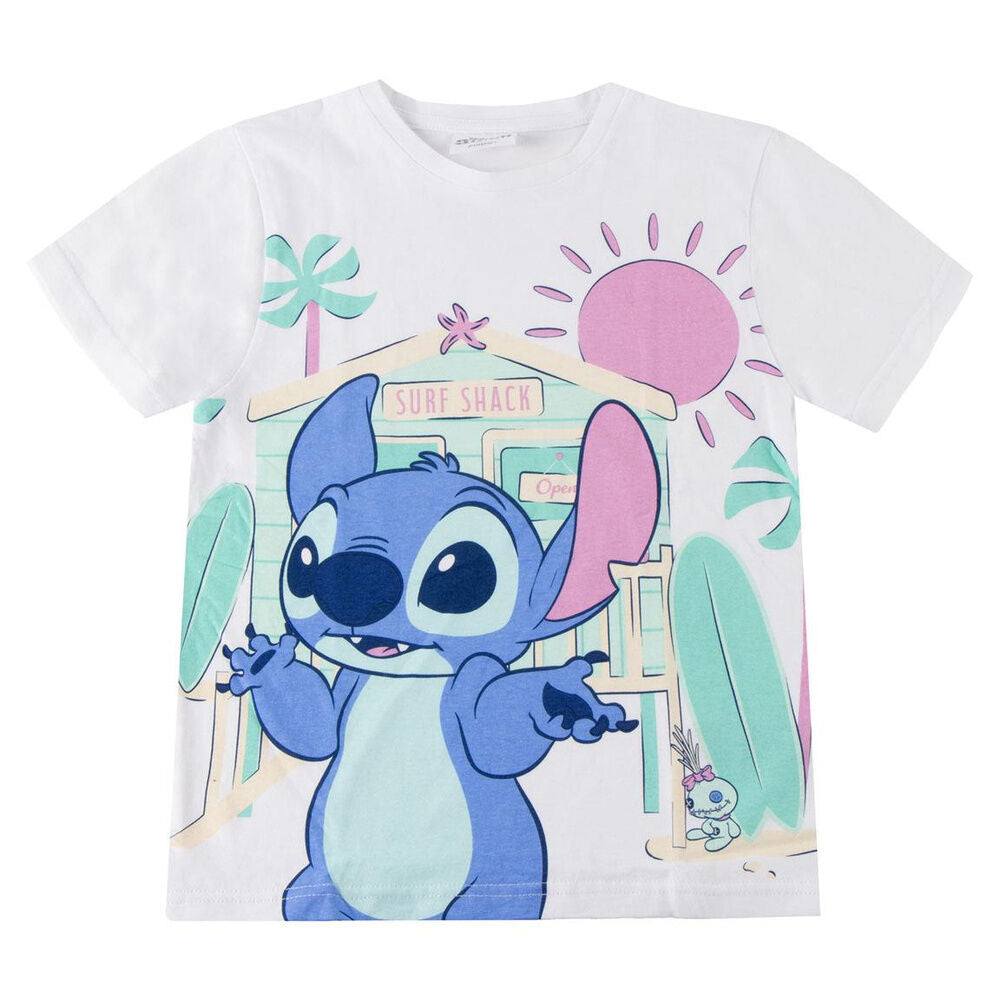 Camiseta blanca de manga corta con estampado frontal de Stitch Disney