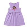 Vestido infantil lila de Dora la Exploradora con estampado floral