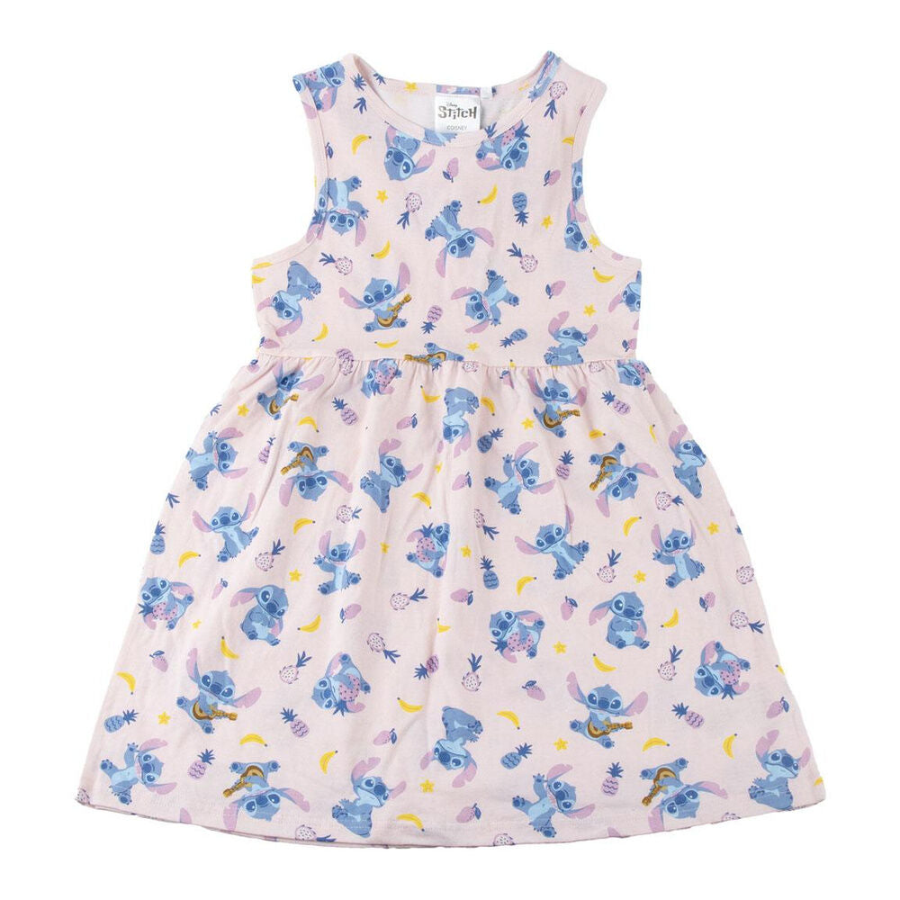 Vestido infantil rosa de Stitch Disney con estampado integral