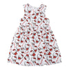 Vestido infantil blanco de Hello Kitty con estampado rojo y negro