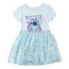 Vestido infantil azul claro de Disney Stitch con falda brillante