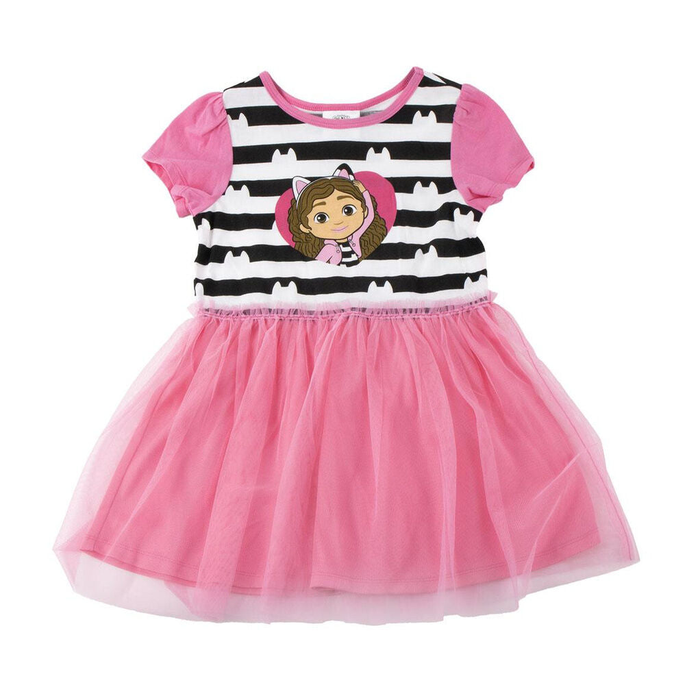Vestido rosa de La Casa de Muñecas de Gabby con falda vaporosa