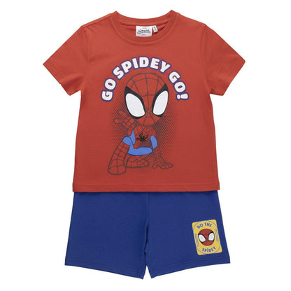 Conjunto infantil Spidey Marvel con camiseta roja y pantalón corto azul