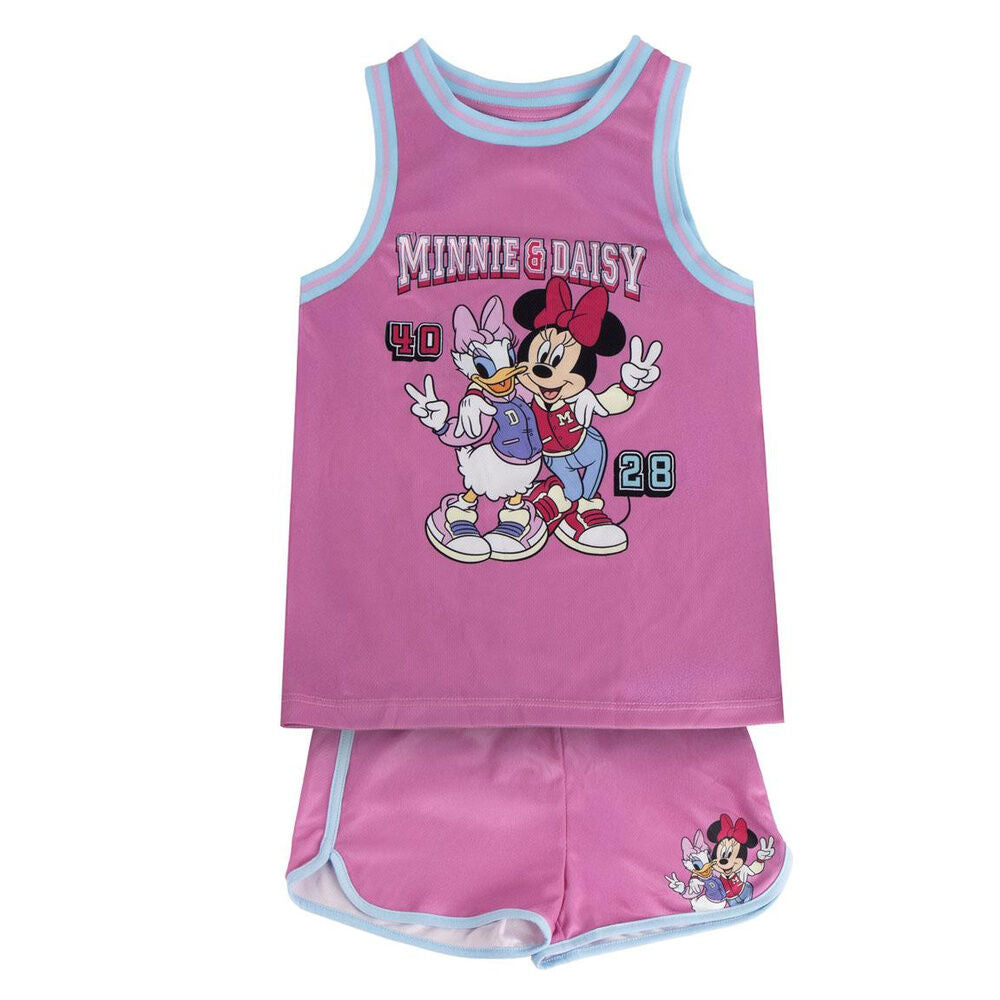 Conjunto infantil rosa de Minnie y Daisy Disney con camiseta de tirantes y pantalón corto