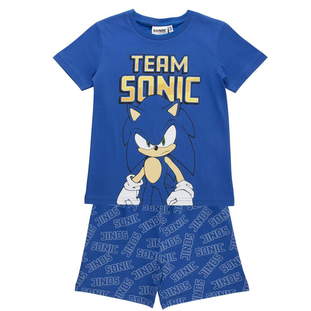 Pijama infantil azul de Sonic the Hedgehog con camiseta y pantalón corto