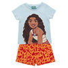 Pijama infantil de Vaiana Disney con camiseta azul y pantalón corto naranja
