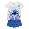 Pijama infantil Stitch Disney de camiseta blanca y pantalón corto azul