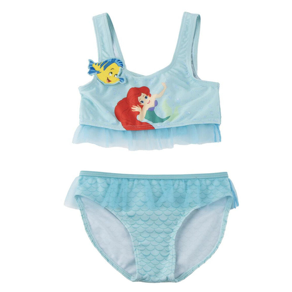 Bikini infantil azul de La Sirenita Disney con Ariel y Flounder