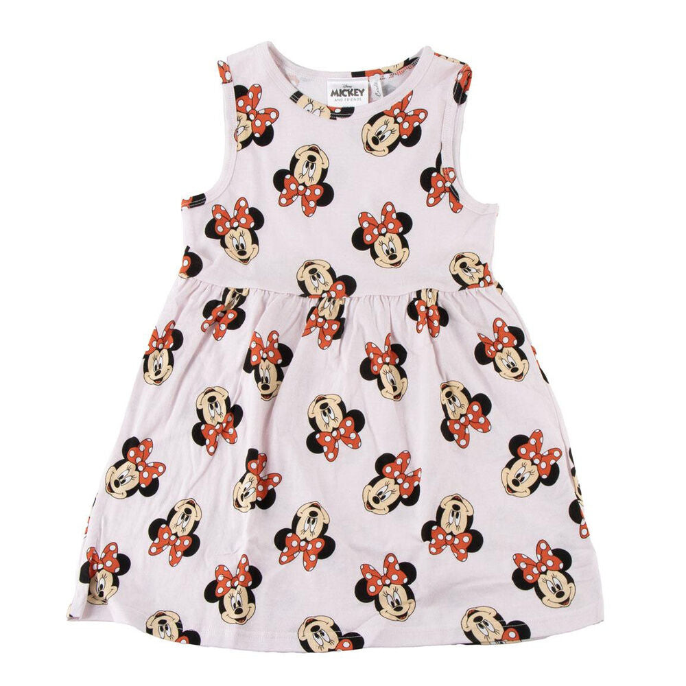 Vestido infantil rosa de algodón con estampado de Minnie Disney