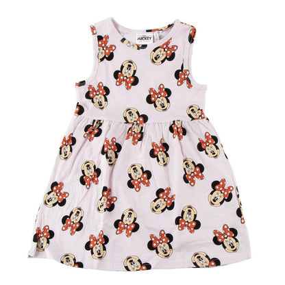 Vestido infantil rosa de algodón con estampado de Minnie Disney