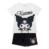 Conjunto infantil de Kuromi con camiseta blanca y pantalón corto negro