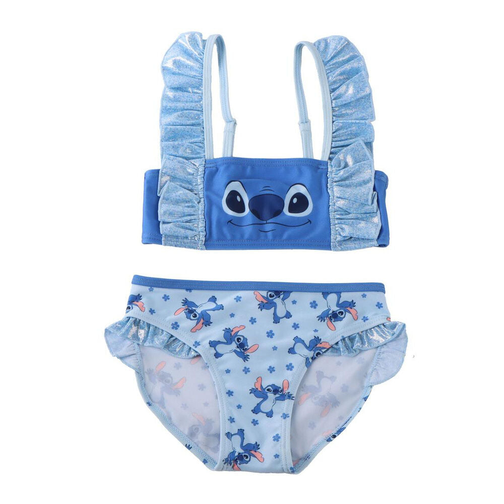 Bikini infantil azul de Stitch Disney con volantes