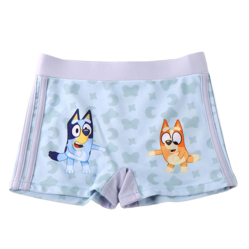Bañador bóxer infantil Bluey azul claro con Bluey y Bingo