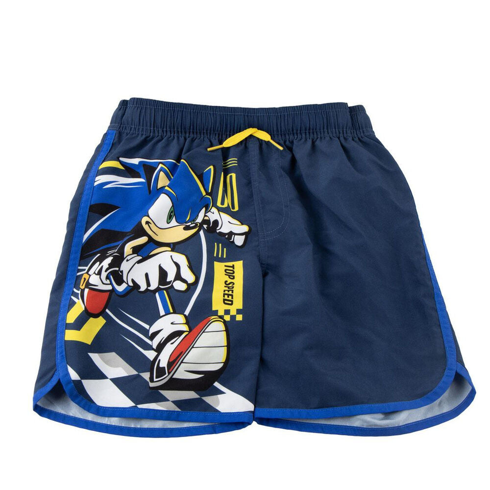 Bañador bermuda infantil azul marino con Sonic