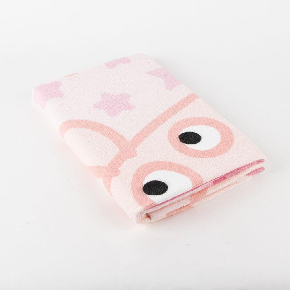 Toalla rosa de microfibra con estampado de Peppa Pig y estrellas - 2