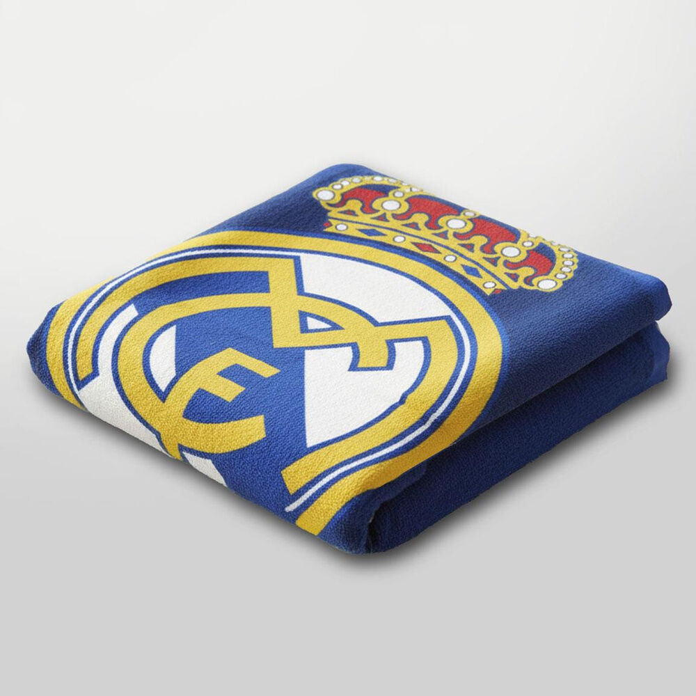 Toalla azul de microfibra del Real Madrid con escudo - 2