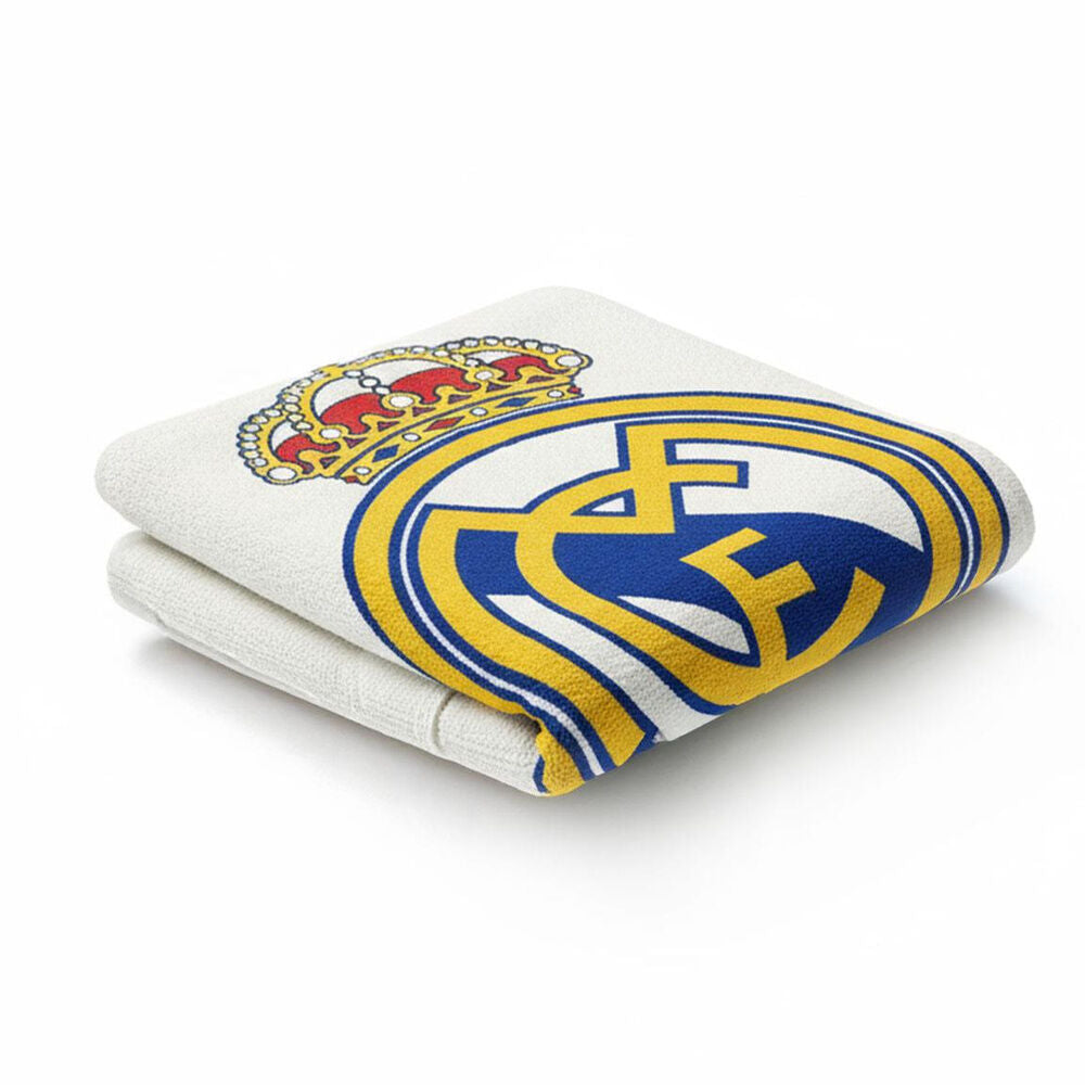 Toalla de microfibra del Real Madrid blanca y azul con escudo - 2