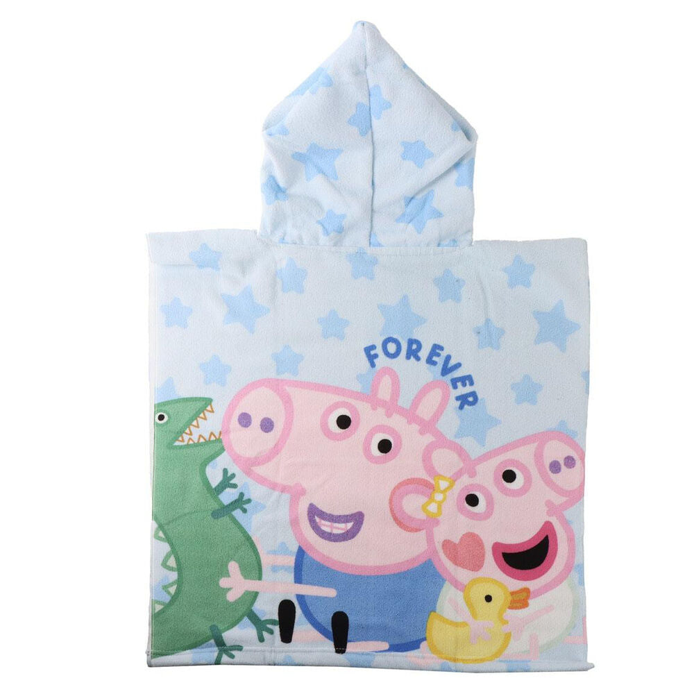 Poncho toalla Peppa Pig con capucha y estrellas azules - 2