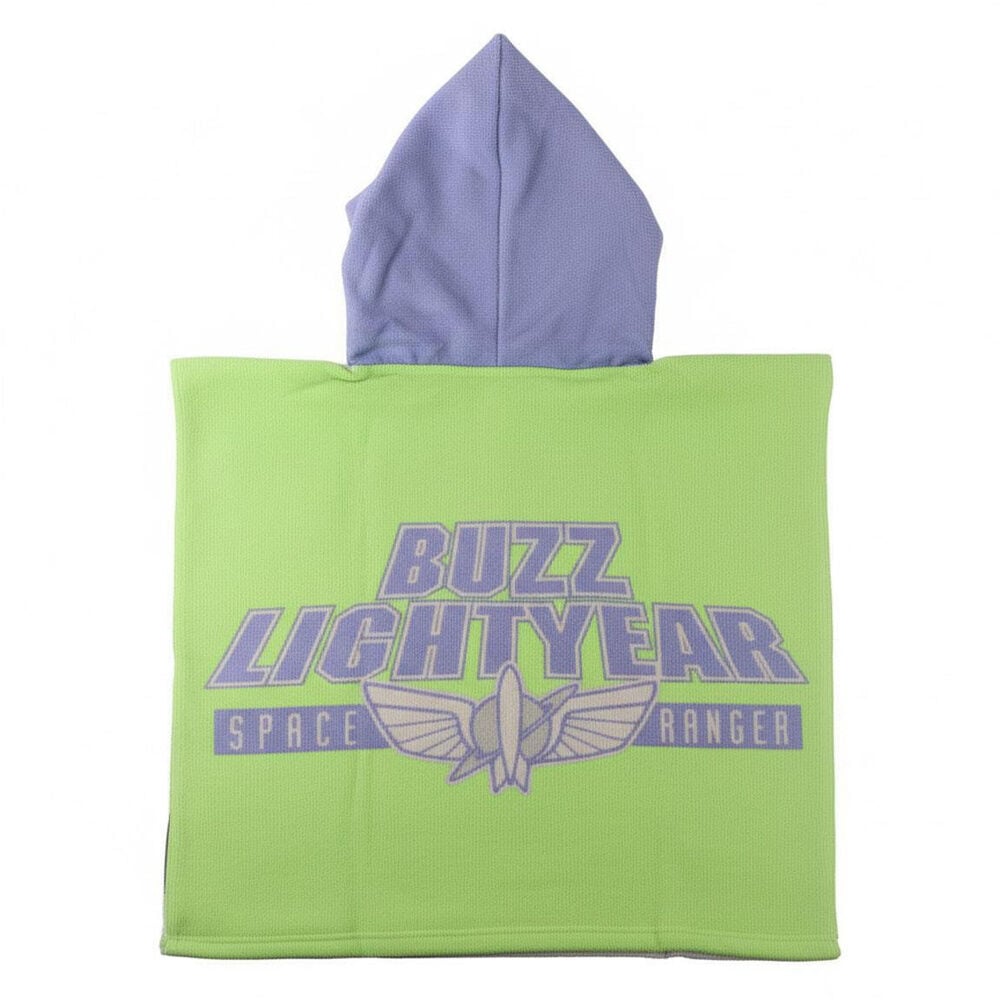 Poncho toalla verde de Toy Story con capucha lila y estampado de Buzz Lightyear