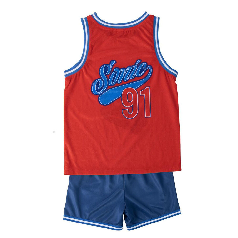 Conjunto infantil de Sonic rojo y azul con camiseta de tirantes y pantalón corto - 2