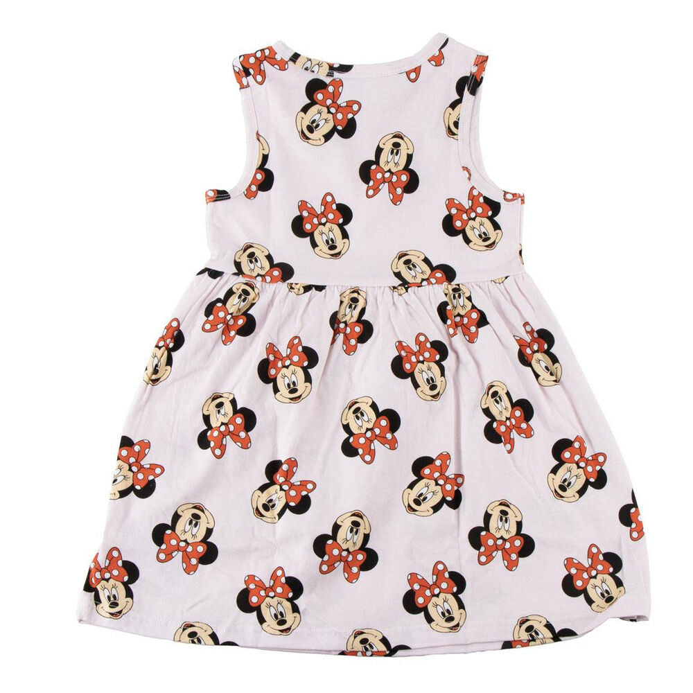 Vestido infantil rosa de algodón con estampado de Minnie Disney - 2