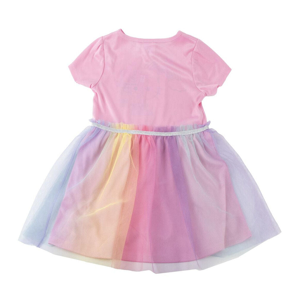 Vestido rosa infantil de Hello Kitty con arcoíris y falda multicolor - 2