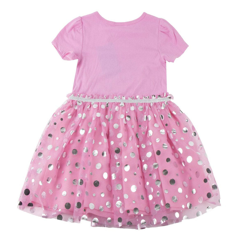 Vestido rosa de Minnie Disney con falda de lunares metalizados - 2