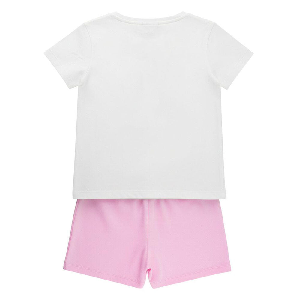 Conjunto infantil de Stitch Disney con camiseta blanca y pantalón corto rosa - 2