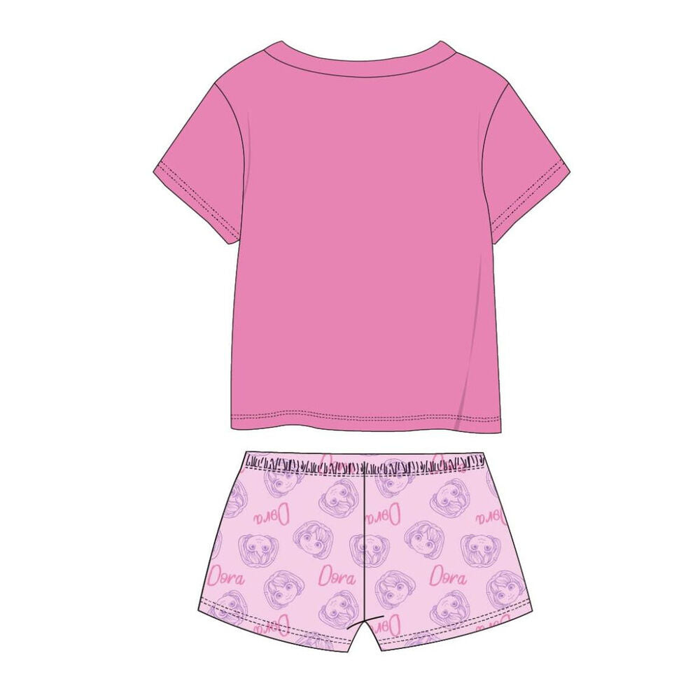 Pijama rosa de Dora la Exploradora con camiseta y shorts estampados - 2