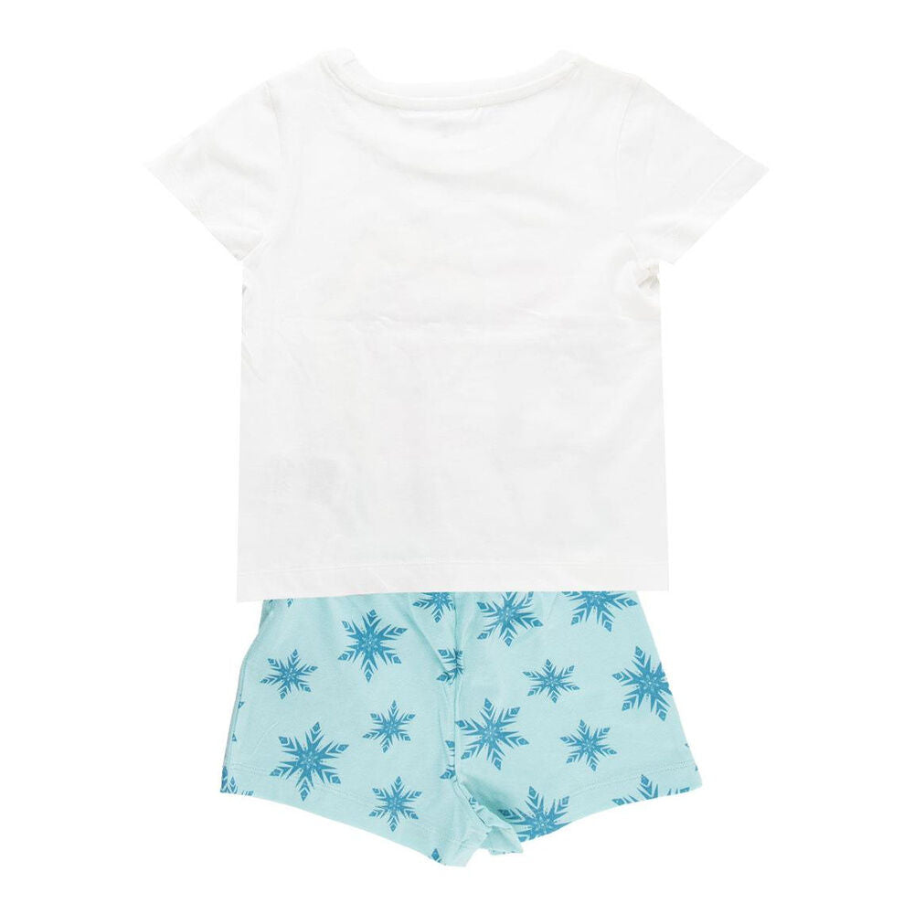 Pijama corto infantil de Elsa Frozen con camiseta blanca y pantalón azul - 2