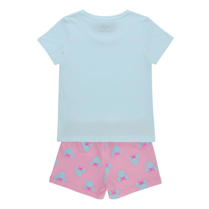 Pijama corto Minnie Disney con camiseta azul y shorts rosas - 2