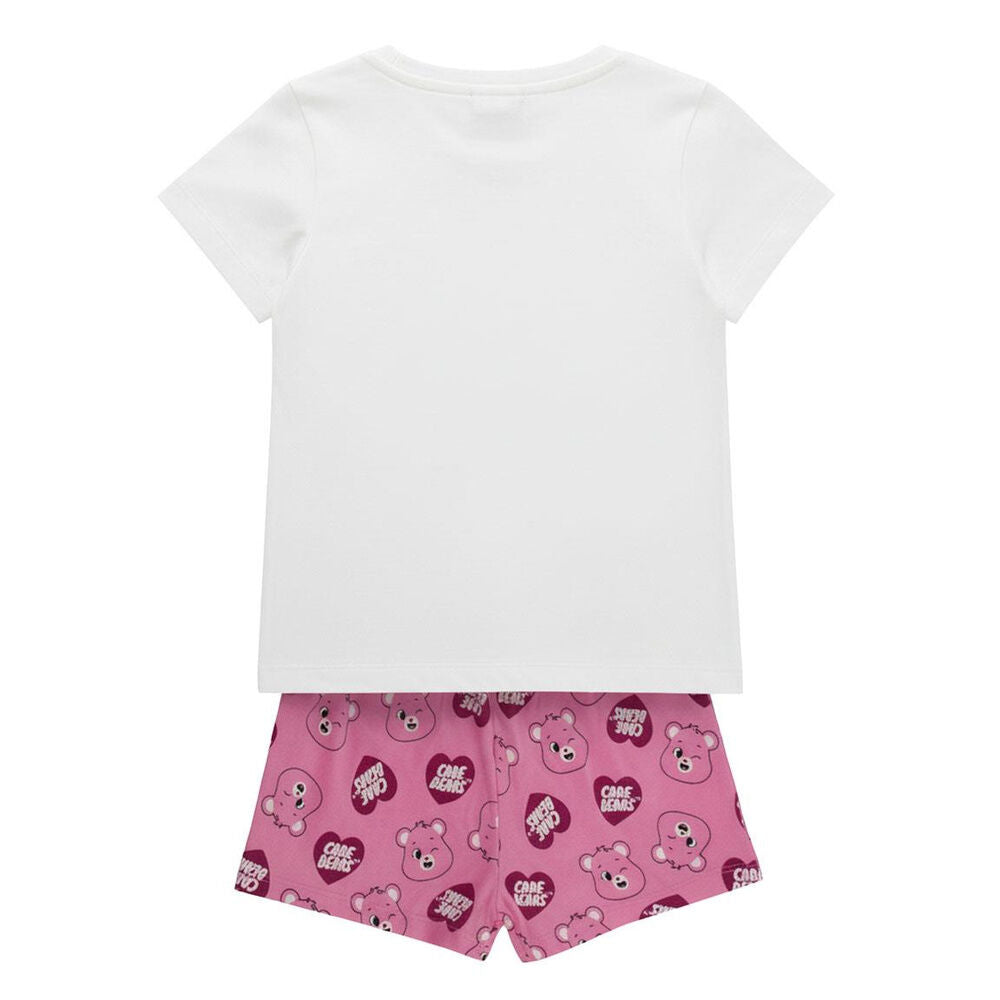 Pijama corto infantil de Osos Amorosos con camiseta blanca y pantalón rosa estampado - 2