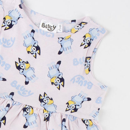 Vestido infantil Bluey de algodón con estampado integral - 3