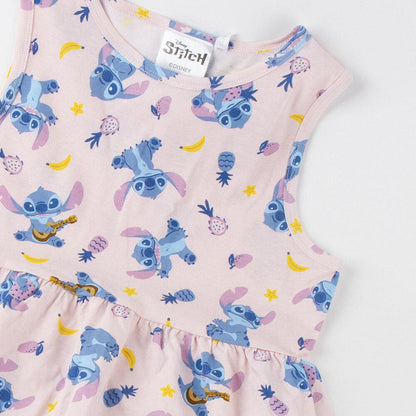 Vestido infantil rosa de Stitch Disney con estampado integral - 3