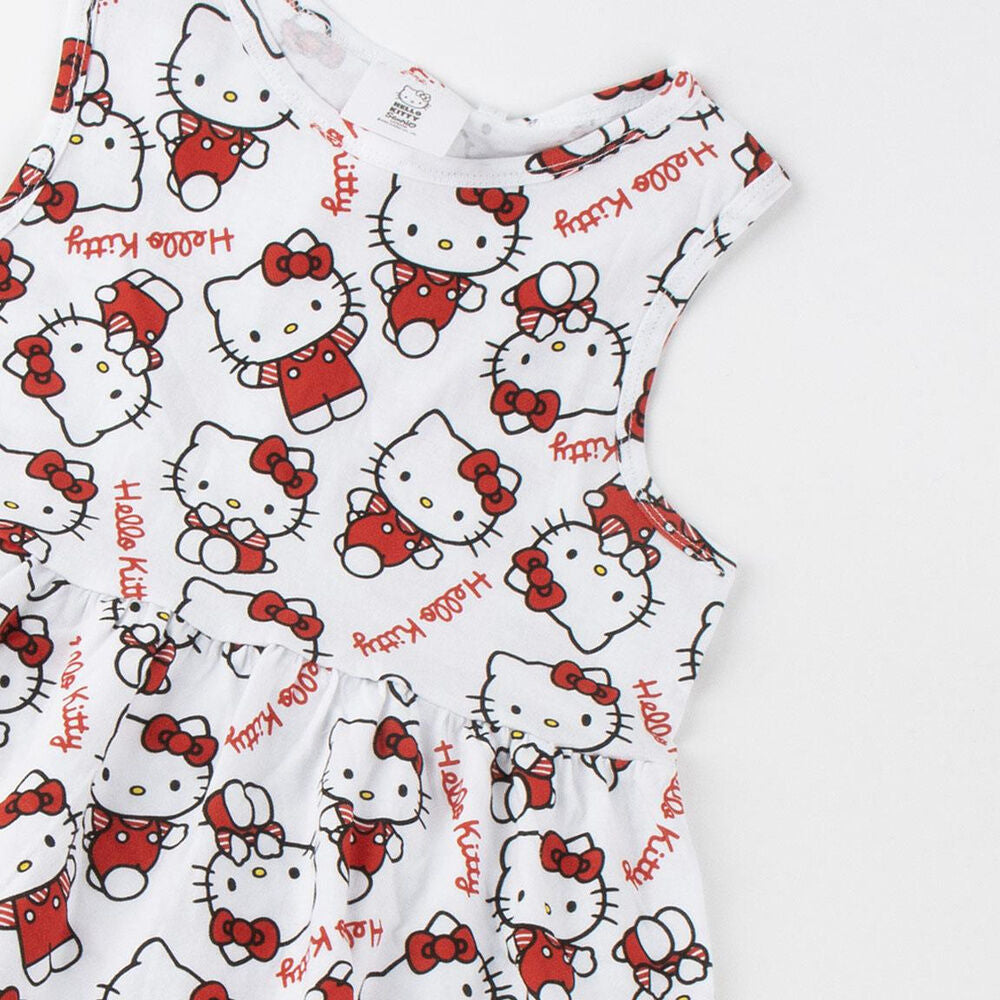Vestido infantil blanco de Hello Kitty con estampado rojo y negro - 3