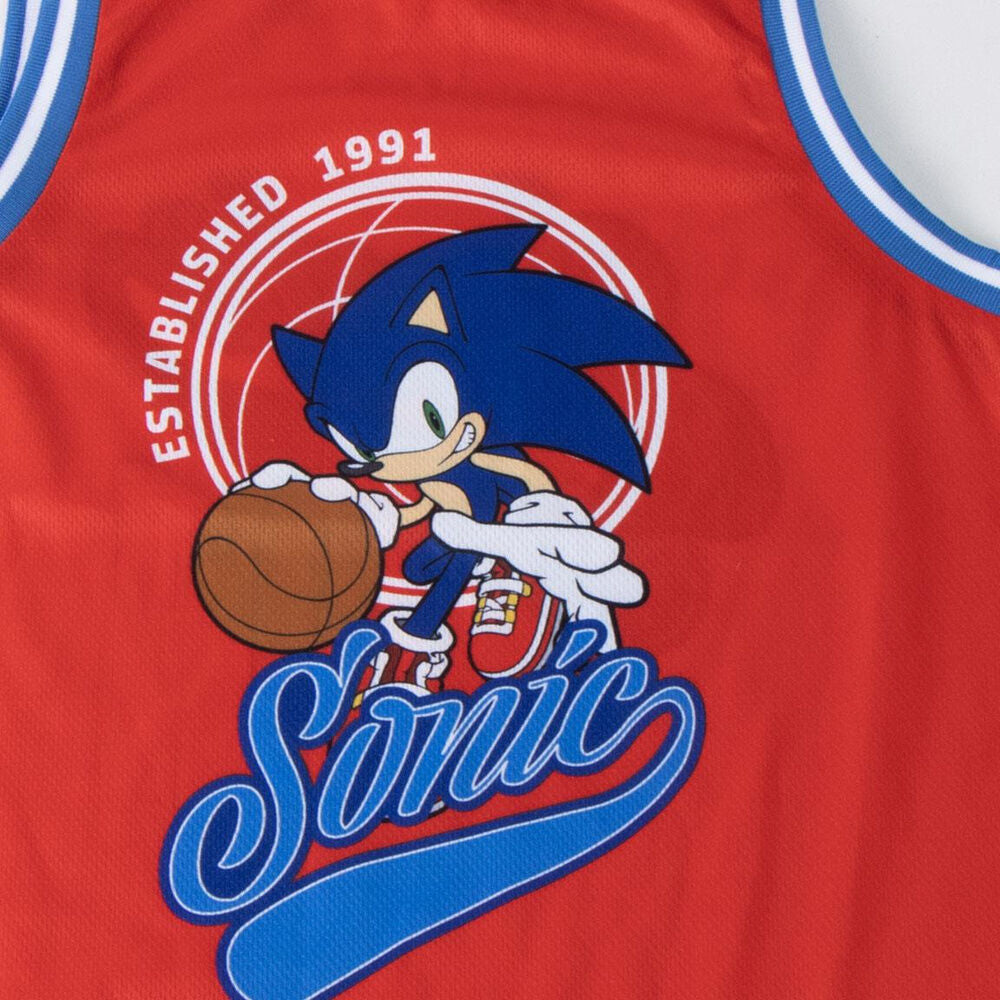 Conjunto infantil de Sonic rojo y azul con camiseta de tirantes y pantalón corto - 3