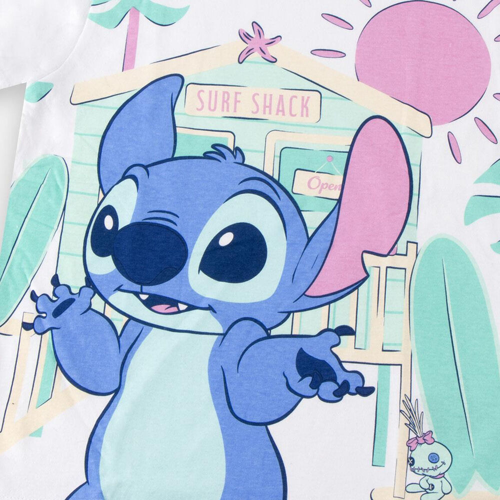 Camiseta blanca de manga corta con estampado frontal de Stitch Disney - 3