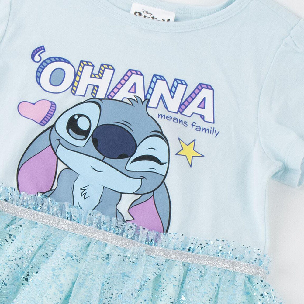Vestido infantil azul claro de Disney Stitch con falda brillante - 3