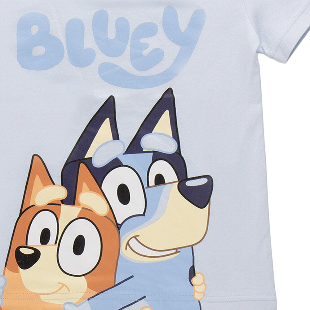 Pijama corto de algodón Bluey con camiseta azul y pantalón estampado - 3
