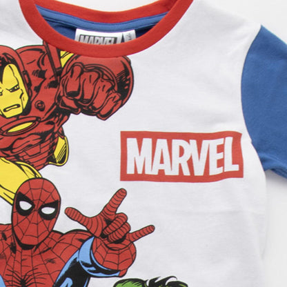 Pijama corto Marvel infantil azul con Spider-Man, Iron Man y Hulk - 3