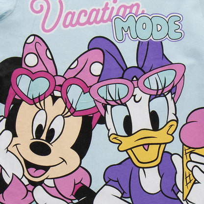 Pijama corto Minnie Disney con camiseta azul y shorts rosas - 3
