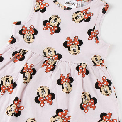 Vestido infantil rosa de algodón con estampado de Minnie Disney - 3
