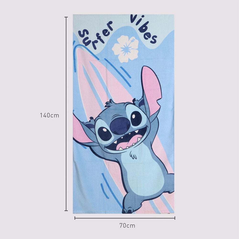 Toalla de baño Stitch Disney azul y rosa de 70 x 140 cm - 3