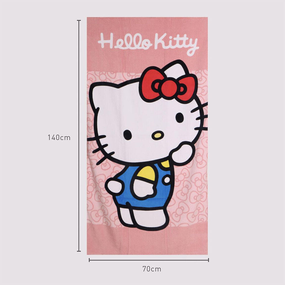 Toalla rosa de algodón con diseño de Hello Kitty y lazo rojo - 3