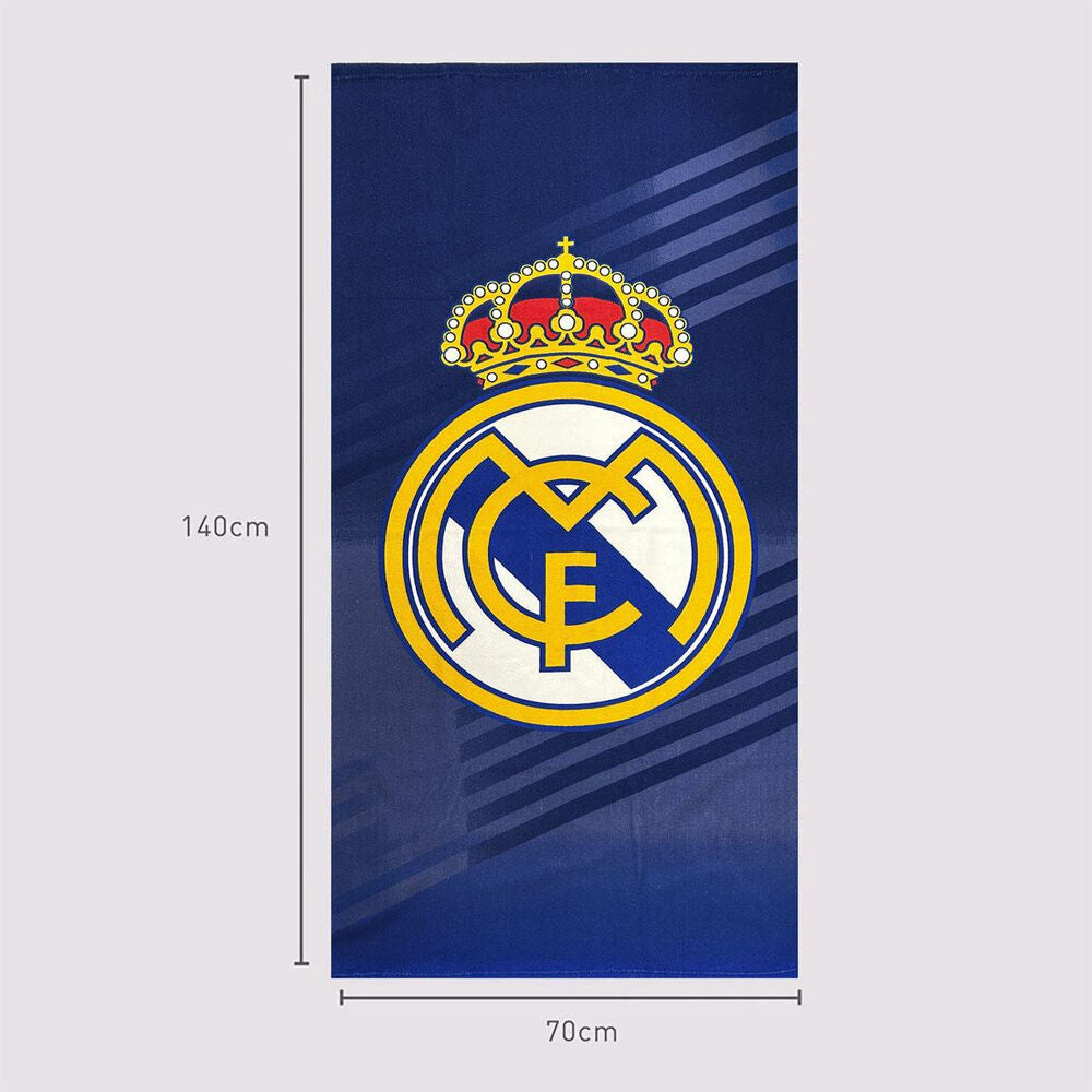 Toalla azul de microfibra del Real Madrid con escudo - 4