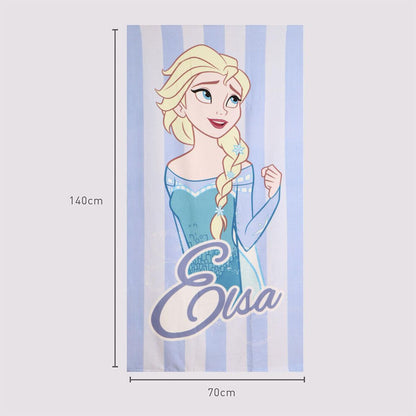 Toalla Frozen Disney de microfibra con Elsa sobre fondo azul y blanco - 3