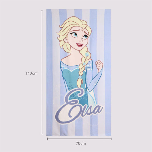 Toalla Frozen Disney de microfibra con Elsa sobre fondo azul y blanco - 3