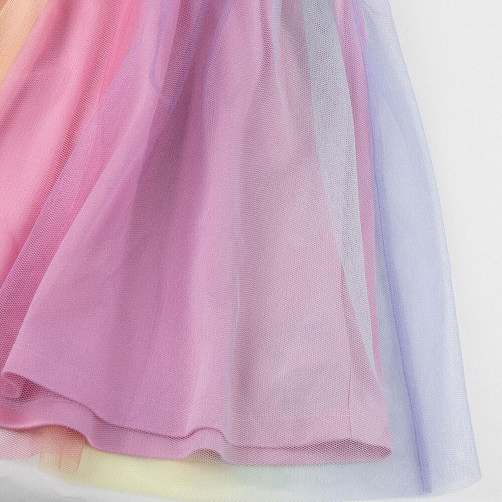 Vestido rosa infantil de Hello Kitty con arcoíris y falda multicolor - 4